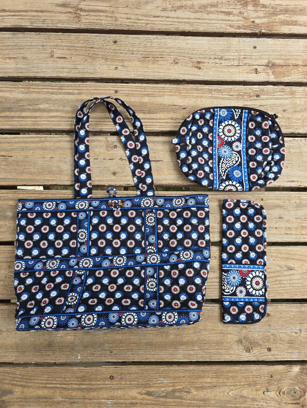 Vera Bradley Night Owl Retired Tote, Makeup Bag, and Curling Iron Cover